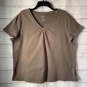 Sonoma Life + Style Brown Everyday Tee Shirt V-Neck Size 1X